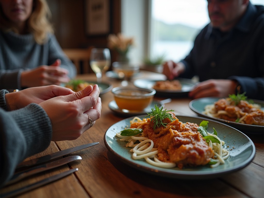 Sharing a meal around the table